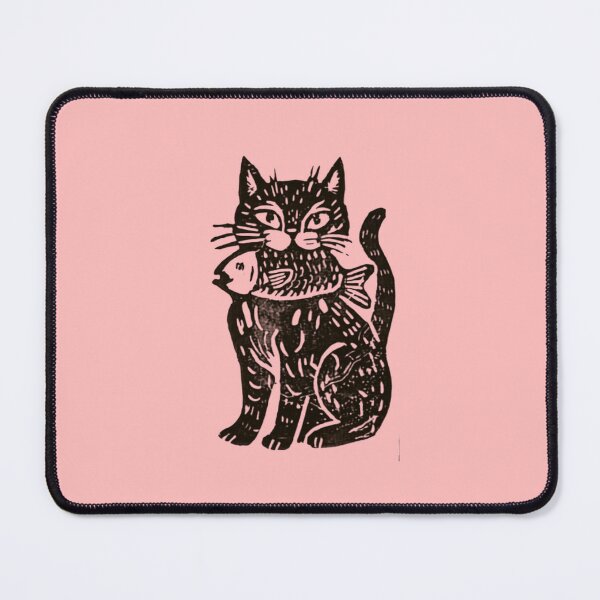 Item preview, Cute Cat with fish in his mouth l Cat Print l Cat lover designed and sold by olivialeestudio.