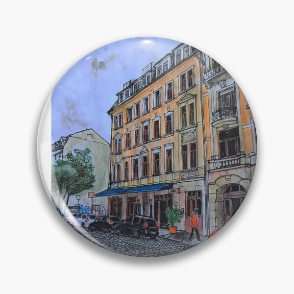 Item preview, Louisenstrasse Dresden Neustadt – Ink & Watercolor Street Scene designed and sold by UMA Urban Sketch.