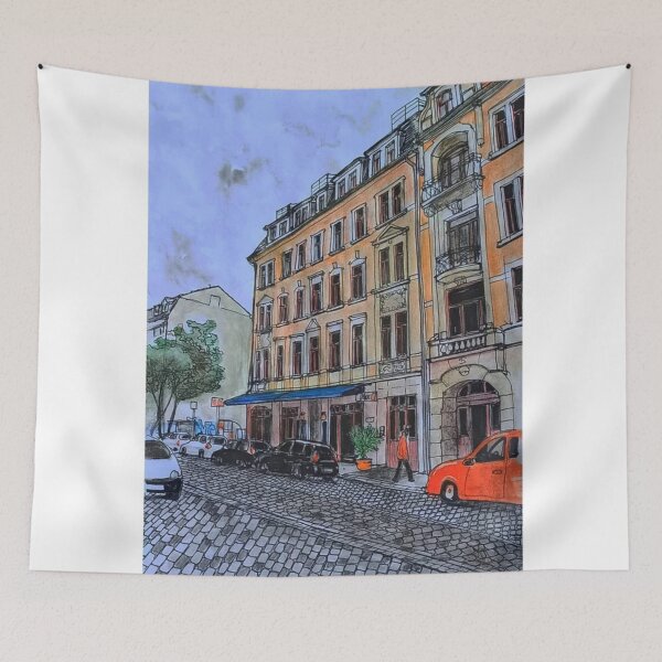 Item preview, Louisenstrasse Dresden Neustadt – Ink & Watercolor Street Scene designed and sold by UMA Urban Sketch.