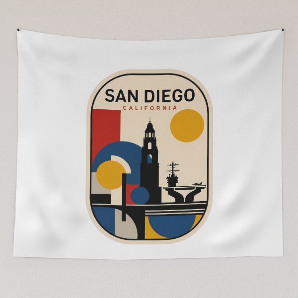Item preview, San Diego California Retro Geometric Travel Landmark designed and sold by k3rstman1.