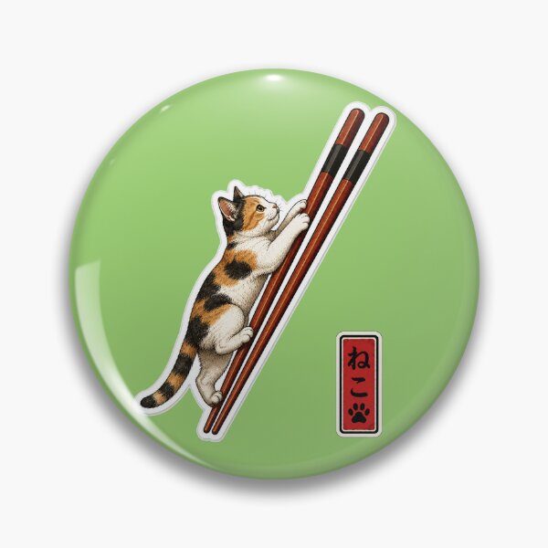 Item preview, Calico Cat Climbing Chopsticks — Funny Japanese Cat Sticker designed and sold by Aguri-tei.