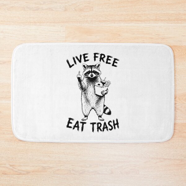 Item preview, Live Free Eat Trash Raccoon Ironic Meme Funny Black Print Graphic designed and sold by ShirtRemarks.