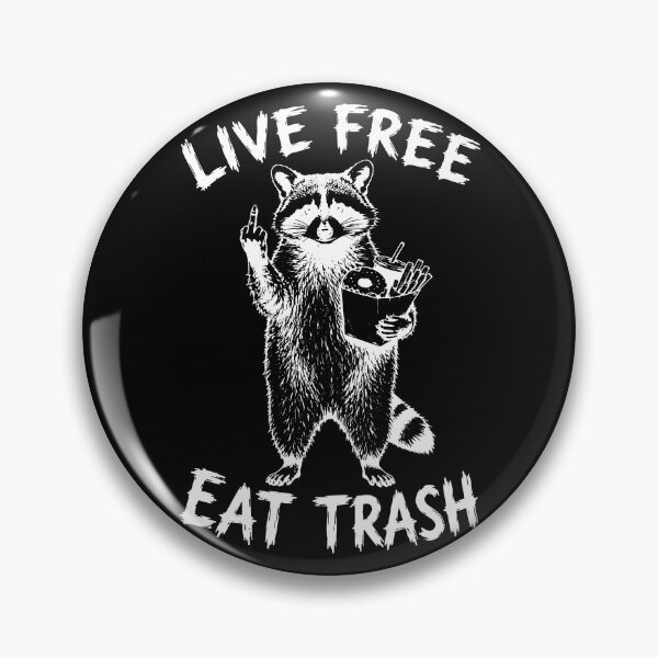 Item preview, Live Free Eat Trash Raccoon Ironic Meme Funny White Print Graphic designed and sold by ShirtRemarks.