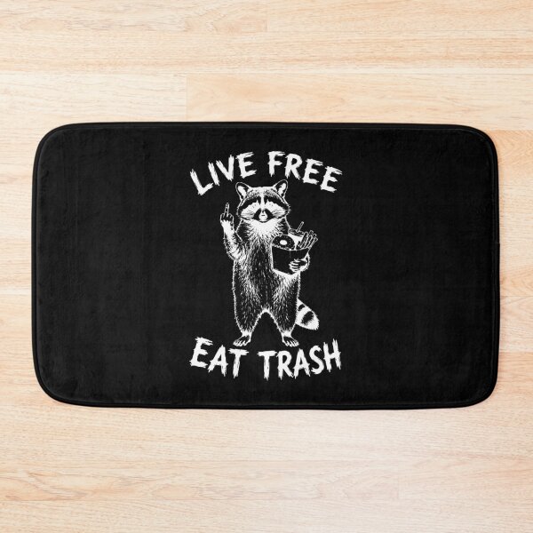 Item preview, Live Free Eat Trash Raccoon Ironic Meme Funny White Print Graphic designed and sold by ShirtRemarks.