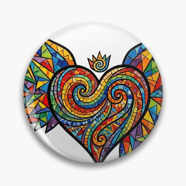 Item preview, Soaring Pride: Fierce Rainbow Mosaic Winged Heart designed and sold by RefiniCoPOD.