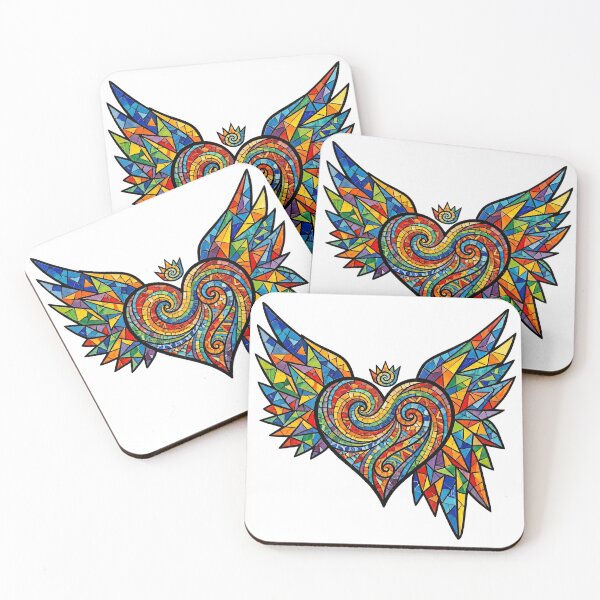 Item preview, Soaring Pride: Fierce Rainbow Mosaic Winged Heart designed and sold by RefiniCoPOD.