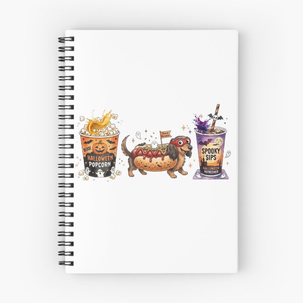 Item preview, Cute Halloween Dachshund Hot Dog Watercolor Illustration – Spooky Popcorn and Soda Fast Food Combo designed and sold by VibranPalette.
