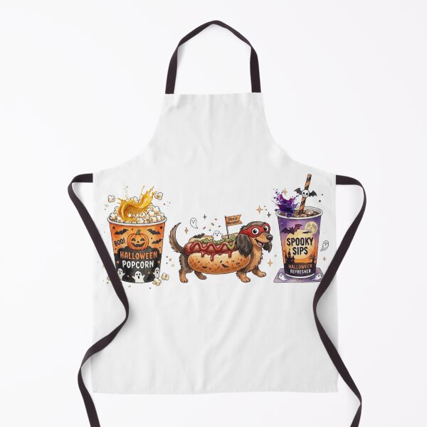 Item preview, Cute Halloween Dachshund Hot Dog Watercolor Illustration – Spooky Popcorn and Soda Fast Food Combo designed and sold by VibranPalette.