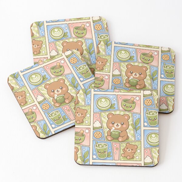 Item preview, Kawaii Bear Matcha Tea Pop Panels designed and sold by Gift Phrase Studio.