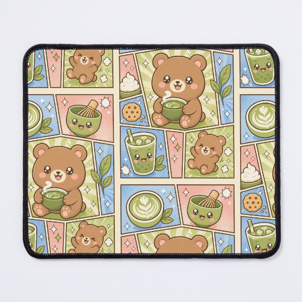 Item preview, Kawaii Bear Matcha Tea Pop Panels designed and sold by Gift Phrase Studio.