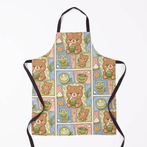 Artikelvorschau, Kawaii Bär Matcha Tee Pop Panels entworfen und verkauft von Gift Phrase Studio.