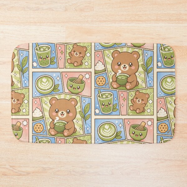 Item preview, Kawaii Bear Matcha Tea Pop Panels designed and sold by Gift Phrase Studio.