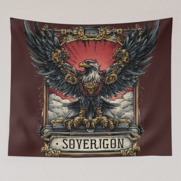 Item preview, Freedom Forged Sky Sovereign Steampunk Eagle T-Shirt designed and sold by Dream Weave Studio.