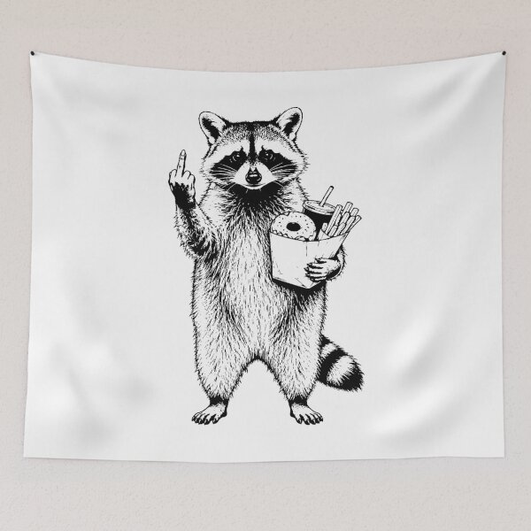Item preview, Rebellious Trash Panda Raccoon With Junk Food Funny Graphic designed and sold by ShirtRemarks.