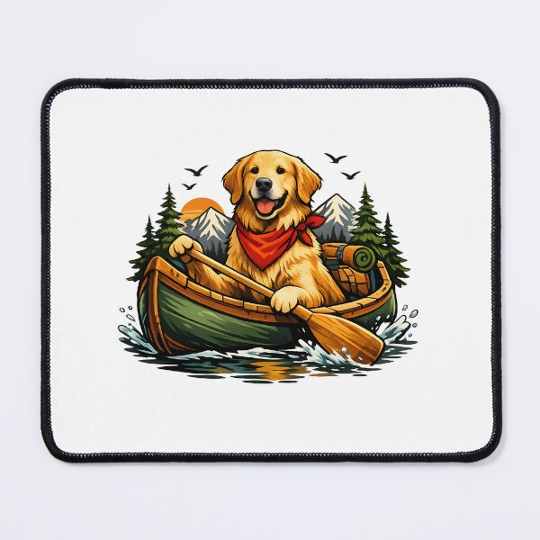 Item preview, Golden Retriever Canoe Adventure Premium Outdoor Illustration designed and sold by builtforyou.