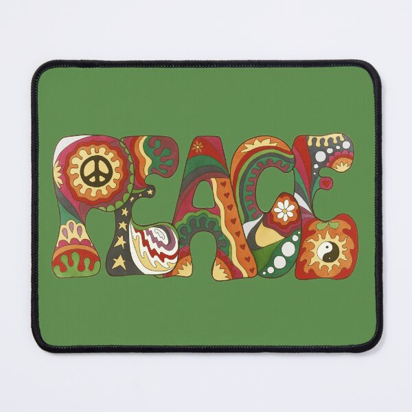 Item preview, Vintage Psychedelic Peace Art Olive– Retro Hippie Rainbow Groovy Peace Design designed and sold by Kellie Espie Art.