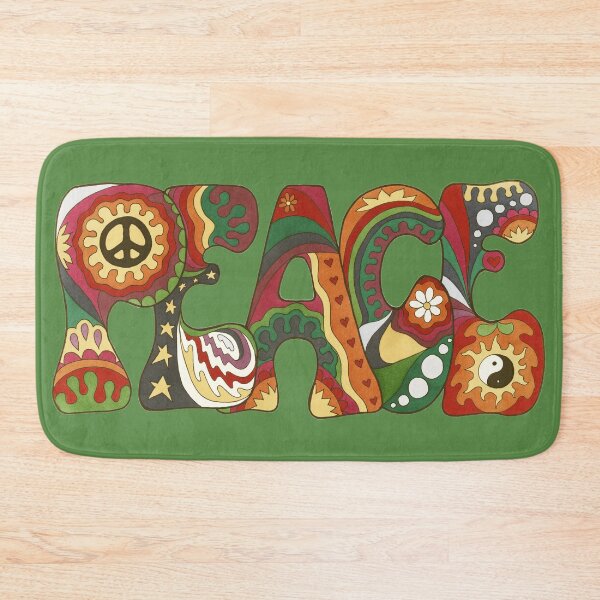 Item preview, Vintage Psychedelic Peace Art Olive– Retro Hippie Rainbow Groovy Peace Design designed and sold by Kellie Espie Art.