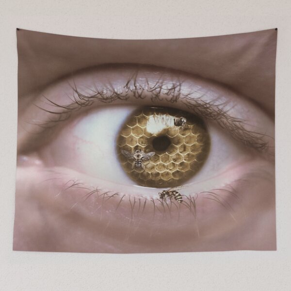 Item preview, Honeycomb Eye – Surreal Bee Macro Portrait designed and sold by Elianne Turennout.