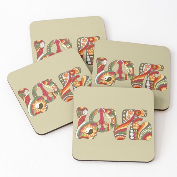 Item preview, Vintage Psychedelic Love Art Taupe– Retro Hippie Rainbow Groovy Peace Design designed and sold by Kellie Espie Art.