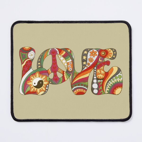 Item preview, Vintage Psychedelic Love Art Taupe– Retro Hippie Rainbow Groovy Peace Design designed and sold by Kellie Espie Art.