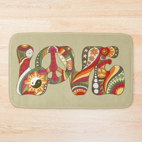 Item preview, Vintage Psychedelic Love Art Taupe– Retro Hippie Rainbow Groovy Peace Design designed and sold by Kellie Espie Art.