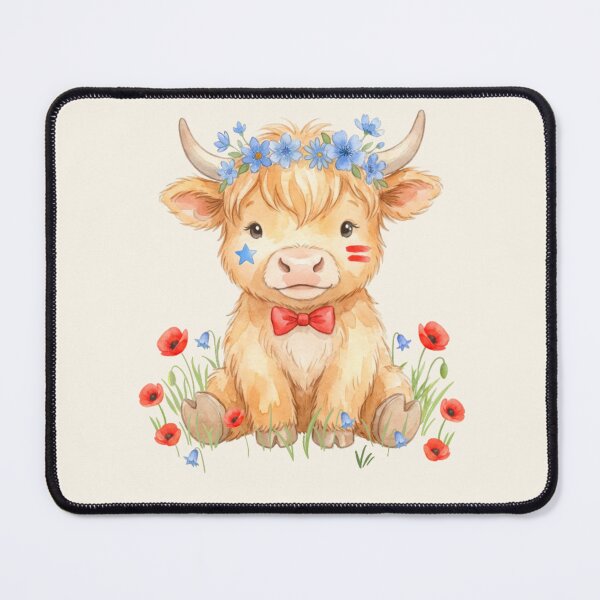 Item preview, Patriotic Highland Cow Flower Crown designed and sold by HumTumMe.