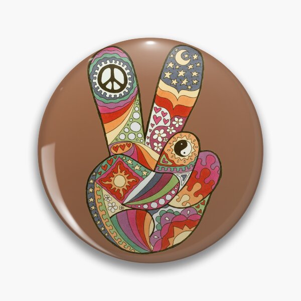 Item preview, Vintage Psychedelic Peace Out Art Brown– Retro Hippie Rainbow Groovy Peace Design designed and sold by Kellie Espie Art.