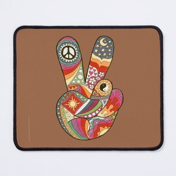 Item preview, Vintage Psychedelic Peace Out Art Brown– Retro Hippie Rainbow Groovy Peace Design designed and sold by Kellie Espie Art.