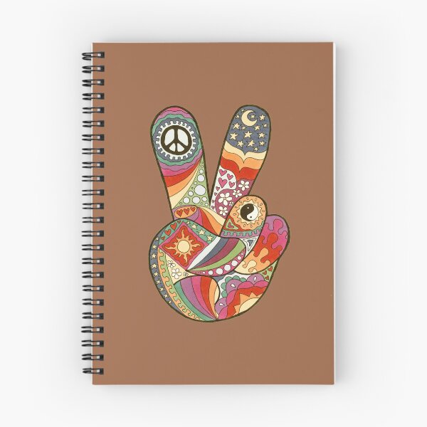 Item preview, Vintage Psychedelic Peace Out Art Brown– Retro Hippie Rainbow Groovy Peace Design designed and sold by Kellie Espie Art.