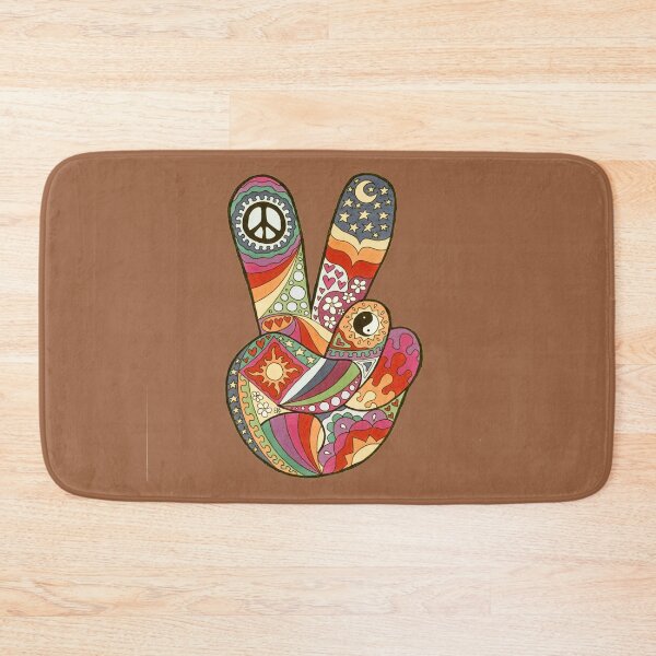 Item preview, Vintage Psychedelic Peace Out Art Brown– Retro Hippie Rainbow Groovy Peace Design designed and sold by Kellie Espie Art.
