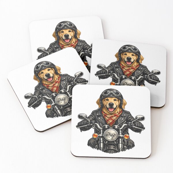 Item preview, Vintage Golden Retriever Biker Motorcycle Illustration designed and sold by builtforyou.