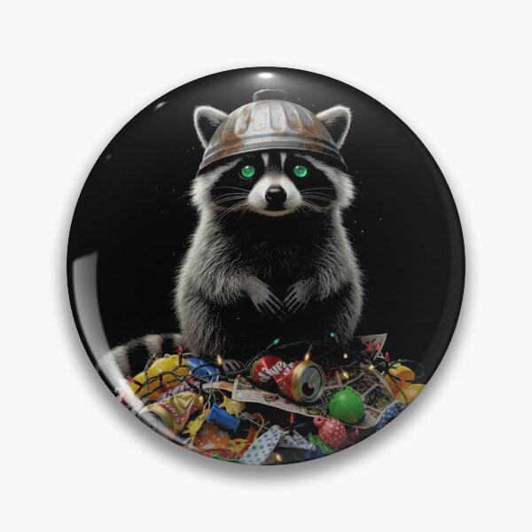 Item preview, Whimsical Raccoon Trash Kitty Art, Green Eyes Animal designed and sold by Avery Lane Studios.