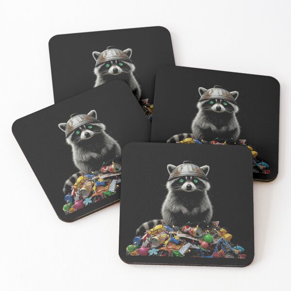 Item preview, Whimsical Raccoon Trash Kitty Art, Green Eyes Animal designed and sold by Avery Lane Studios.