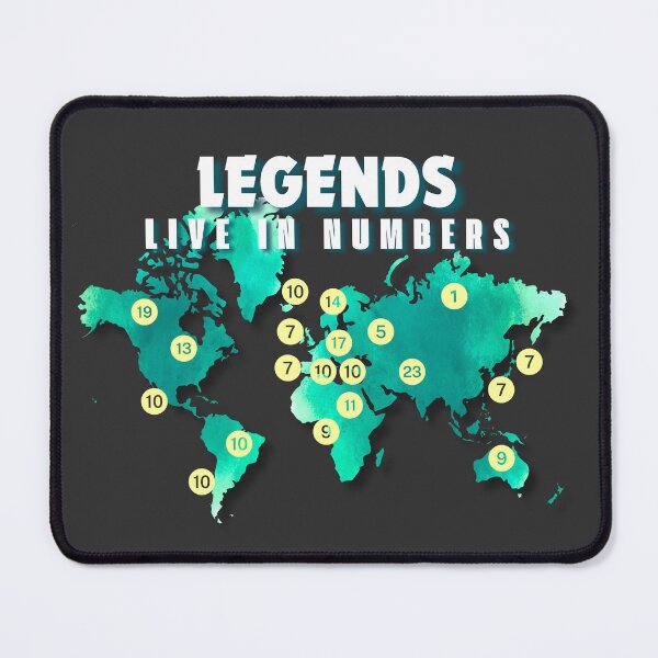 Item preview, Legends Live In Numbers World Map Football Art designed and sold by AXENT Designs.