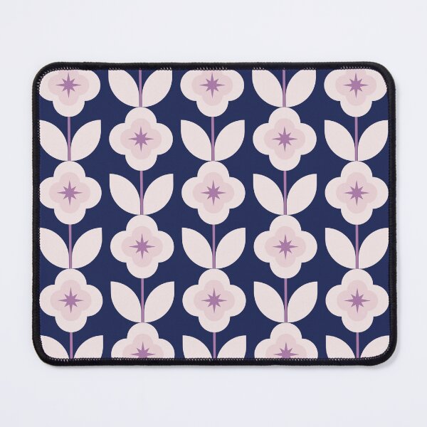 Item preview, Dark Blue and Purple Star Flowers Vintage Style Pattern designed and sold by winterpumpkin.