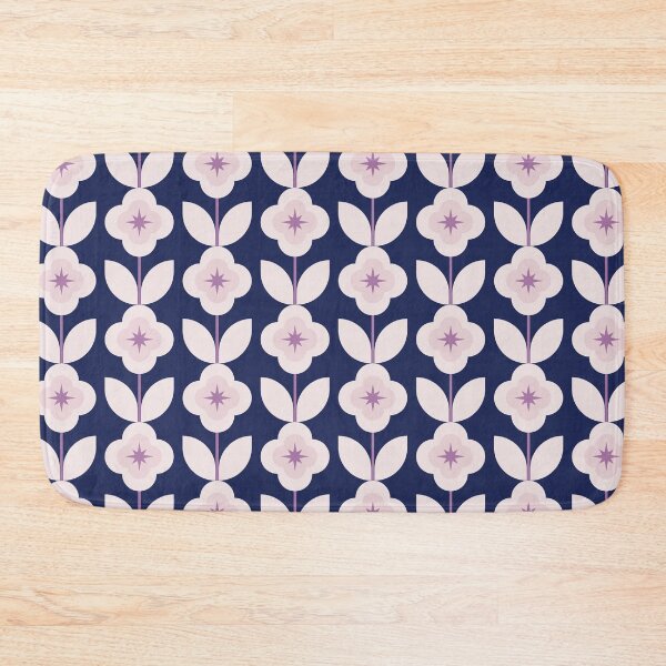 Item preview, Dark Blue and Purple Star Flowers Vintage Style Pattern designed and sold by winterpumpkin.