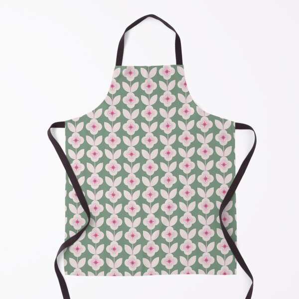 Item preview, Green and Pink Star Flowers Vintage Style Pattern designed and sold by winterpumpkin.