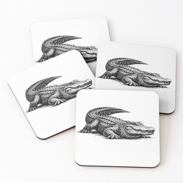 Item preview, Realistic minimalistic black and white alligator designed and sold by Minimalisticaly.