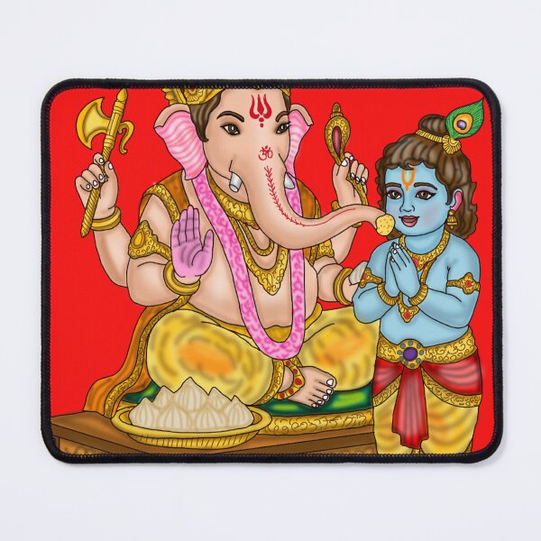 Item preview, Ganesha and Krishna Artwork | Divine Hindu Gods Digital Painting Illustration Description designed and sold by Harshit_Digital_Arts.