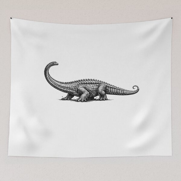 Item preview, Realistic minimalistic black and white diplodocus designed and sold by Minimalisticaly.