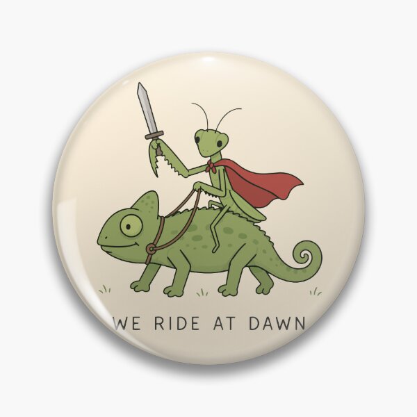 Item preview, "We Ride at Dawn" Praying Mantis Riding a Chameleon Cute Fantasy Design designed and sold by pixiedustpaint.