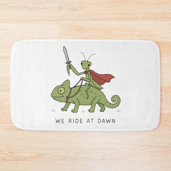 Item preview, "We Ride at Dawn" Praying Mantis Riding a Chameleon Cute Fantasy Design designed and sold by pixiedustpaint.