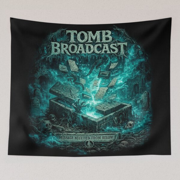 Item preview, TOMB BROADCAST – Vintage Death Metal Forbidden Transmission Artwork designed and sold by RetroCrypt Studio.
