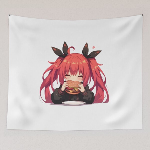 Item preview, Kotori Itsuka Date A Live Chibi Kawaii Burger Red Lively Anime Girl Cute Charm designed and sold by earlobejerk.