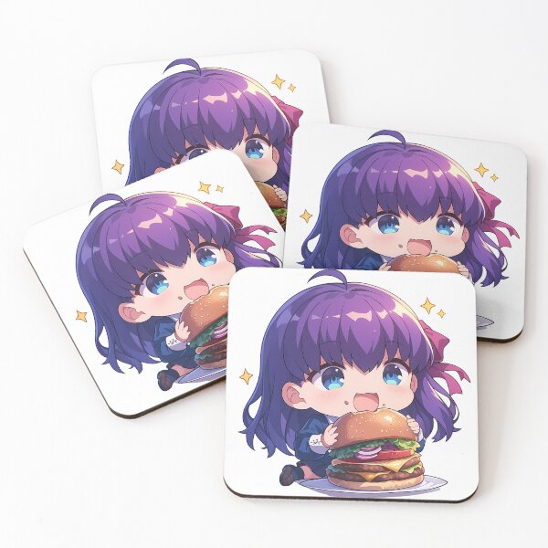 Item preview, Sakura Matou Fate Stay Night Chibi Burger Smile designed and sold by earlobejerk.