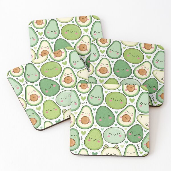 Item preview, Cute Kawaii Avocado Seamless Pattern designed and sold by Mirage-Ink.