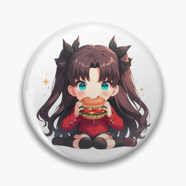 Item preview, Rin Tohsaka Fate Stay Night Anime Girl Kawaii Chibi Burger Sparkling Joy designed and sold by earlobejerk.