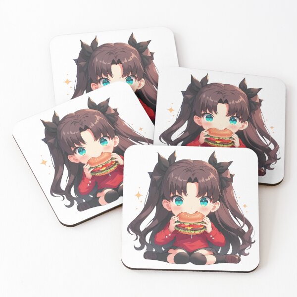 Item preview, Rin Tohsaka Fate Stay Night Anime Girl Kawaii Chibi Burger Sparkling Joy designed and sold by earlobejerk.