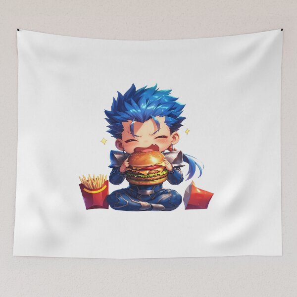 Item preview, Lancer Fate Stay Night Chibi Burger Blue Warrior Snack designed and sold by earlobejerk.