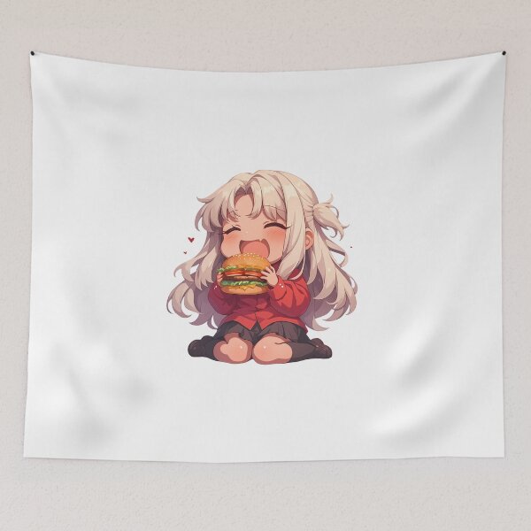 Item preview, Illyasviel von Einzbern Fate Stay Night Chibi Burger Smile designed and sold by earlobejerk.